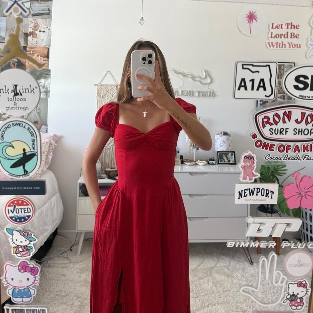 Hollister gorgeous red maxi dress with pockets